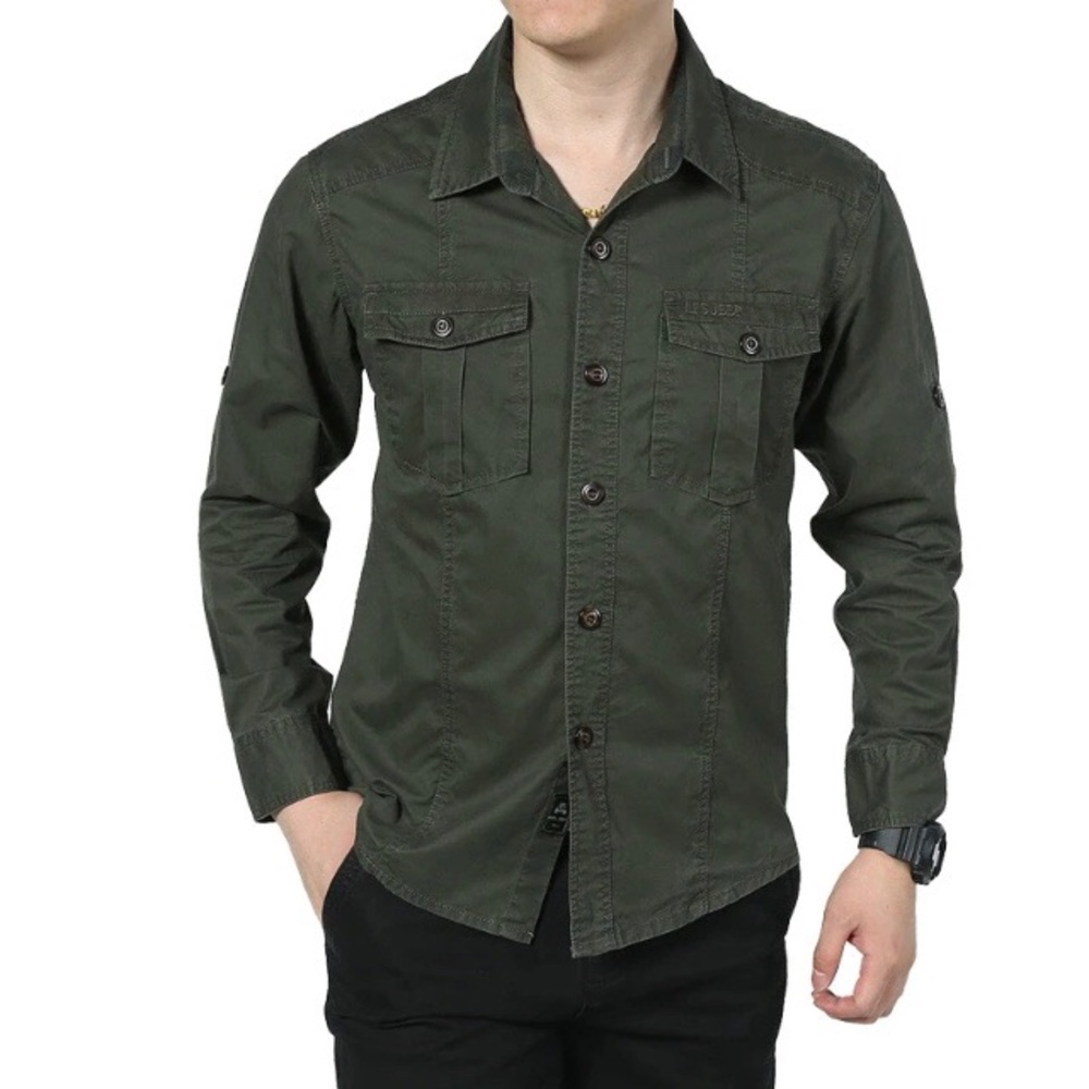 Men’s Army green military shirt